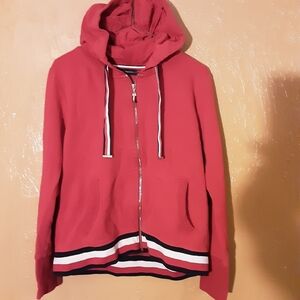 TOMMY HILFIGER WOMEN'S RED HOODED JACKET SIZE LARGE